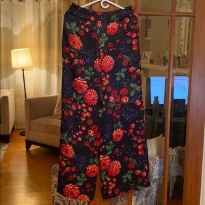 NWOT Silky Floral Wide-Leg High Waisted Pant. Sz 4